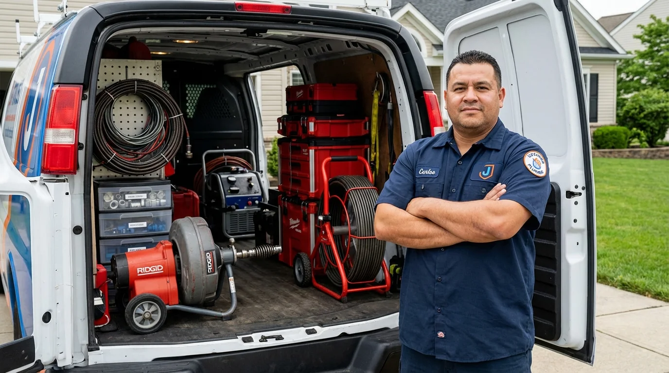 Professional drain cleaning equipment and Johns Plumbing LLC plumber in Brookshire