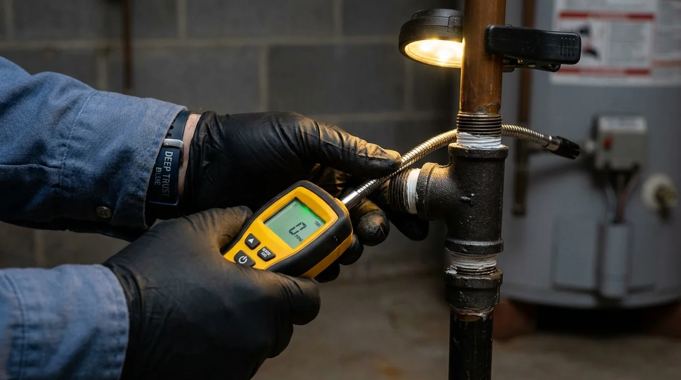 Gas leak detection with electronic sniffer by Johns Plumbing LLC in Brookshire