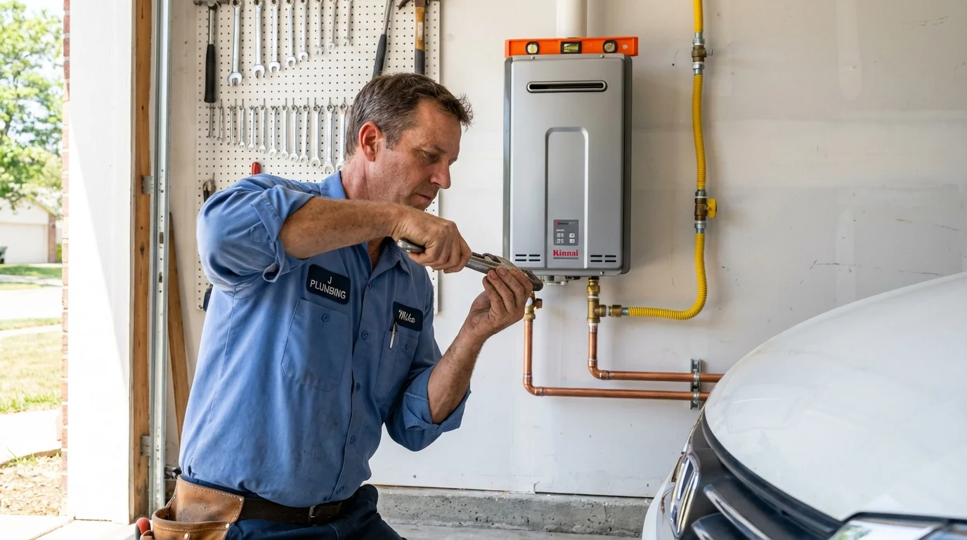 Tankless water heater installation by a Johns Plumbing LLC plumber in Brookshire